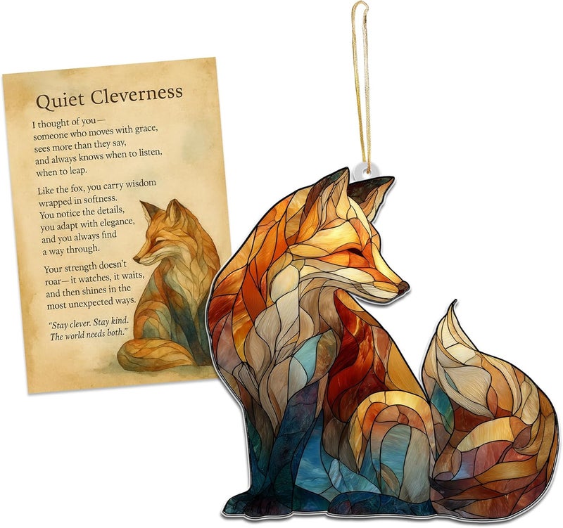 HONOCOOLS Store Fox Acrylic Ornament, Fox Faux Acrylic Hanging Decoration for Christmas Tree, Wildlife Home Decor, Fox Ornaments for Holiday, Unique Animal Lovers Gift, Gift Exchange Present (Sun-57) - Image 1